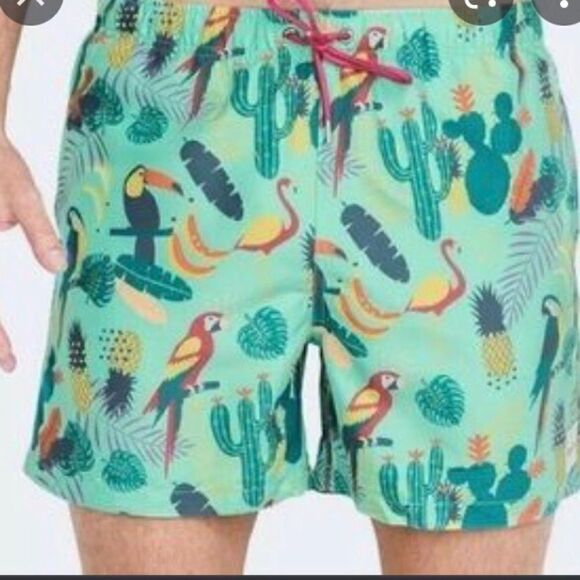EUBI SWIM TRUNKS TROPICAL BIRD PRINT - Picture 12 of 12